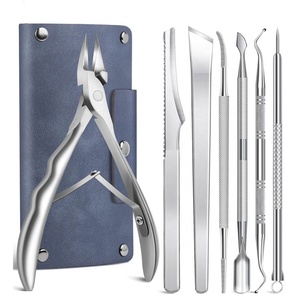 Kit professionnel d'outils de pédicure et de soin des ongles incarnés en acier inoxydable avec coupe-ongles, repousse-cuticules, limes, extracteurs et pochette - Product Image 1