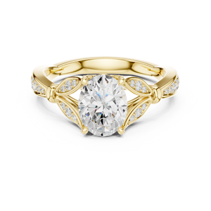 Anillo de Compromiso con Diamante Cultivado en Laboratorio, Corte Ovalado, Solitario, Banda de Boda en Oro Amarillo, Joyería para Mujer - Product Image 1