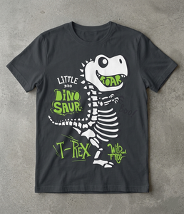 Camiseta para niños pequeños con diseño de esqueleto de dinosaurio Little Bro T-Rex - Camiseta para niños Wild and Free Dino - Product Image 1