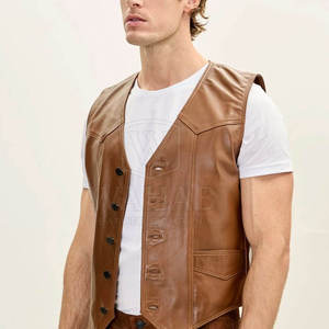 Chaleco de Cuero Casual para Hombre, para Aventuras al Aire Libre de Verano, Construcción Ligera y Duradera, Diseño Transpirable, Prenda Exterior Corta - Product Image 2