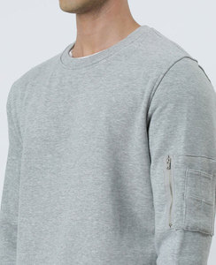 Bulk High Quality Sales Wholesale Embroidered Breathable Cotton Sweatshirts with Print, Zipper Sleeve Pocket Detail Plain <b>Sweats</b> - Product Image 5