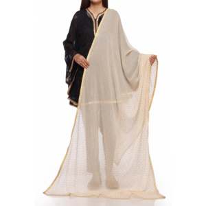 Mousseline de soie crème sérigraphiée Dupatta PS2703 Outil de tournage élégant pour femme - Product Image 1