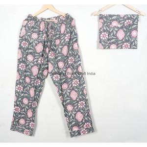 Floral Printed 2-Piece Cotton Pajama Set Full Sleeve Neck Regular Fit Adult Women <b>Loungewear</b> Summer Season Elastic Waist Soft - Product Image 4