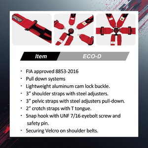 TBRACING ECO-D 6 Points Safety <b>Belt</b> Polyester Construction 2.68KG Gross Weight Shoulder Logo/Shoulder <b>Belt</b>/Hand Loop for - Product Image 5