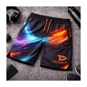 Pantalones Cortos Deportivos Sublimados Personalizados de la Marca Dravelle para Hombre, Pantalones Cortos de Malla de Poliéster Transpirable para Juegos con Bolsillos con Cremallera, P - Product Image 1
