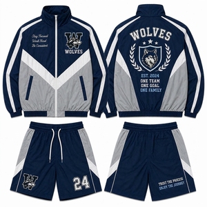 Ensemble veste coupe-vent et short personnalisé OEM ODM, vêtements de sport, vêtements d'équipe, tenue de course, entraînement, fabricant de vêtements de sport - Product Image 1