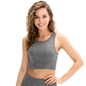 Women's <b>Purple</b> Camouflage Print Neck Racerback Sports Bra Medium Support Breathable Yoga Fitness <b>Top</b> - Product Image 3