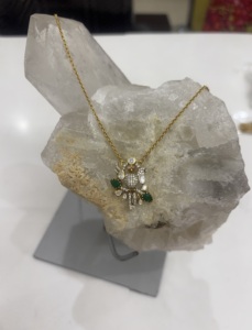 Conjunto de Collar y Pendientes de Plata Chapada en Oro para Mujer, Diseño de Pavo Real con Piedras Blancas Polki, Joyería Vintage con Diseño Animal, Regalo para Boda India - Product Image 1