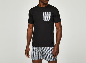 Men's Short Sleeve T-<b>Shirt</b> With <b>Geometric</b> Pocket Pattern Regular Fit O-Neck Casual Jersey Knitted Top - Product Image 5