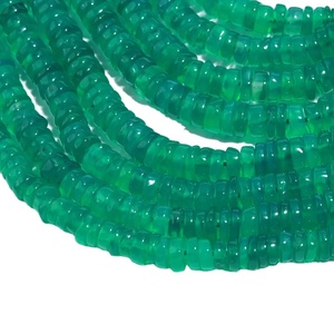 ลูกปัดรูปทรงยางเรียบสีเขียวโอนิกซ์4-5มม. ลูกปัดอัญมณีอัญมณีสำหรับตัดล้อขนาด16นิ้ว - Product Image 1