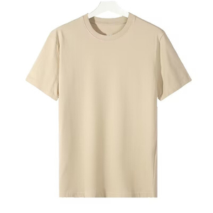 เสื้อยืดคอกลมแขนสั้นผู้ชาย สีเหลืองล้วน ผ้าฝ้าย ทรงปกติ แบบลำลอง ผ้าเจอร์ซีย์ถัก ดีไซน์เรียบ - Product Image 1