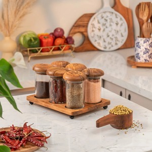 Wooden Spice Storage Rack Customized Popular Design Simple Spice Jar Storage Shelf Rack Manufacture From kitchen Detachable Tray - Product Image 1