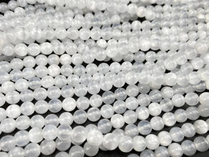 Perles de sélénite naturelle de qualité supérieure, rondes et polies de 8 mm, pour la fabrication de bijoux et de bracelets Feng Shui (vente en gros) - Product Image 5