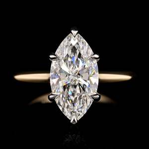 Anillo Solitario con Diamante Cultivado en Laboratorio VVS DIAM VVSLR 1162 de 3.00 CT, Corte Marquesa, Engaste de Seis Garras, Platino 950, Certificado IGI - Product Image 1