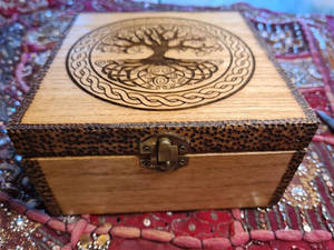 <b>Wooden</b> Box with Hinged Lid Large Storage Bamboo Box Stash Box with Rolling - Product Image 3