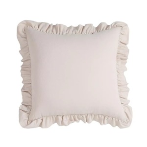 Funda de Almohada de Algodón Blanco, Color Sólido, Borde con Volantes Cuadrados, Estilo Clásico, Decoración para el Hogar - Product Image 3