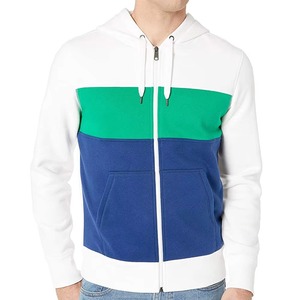 <b>White</b> Green Blue Color Block <b>Zip</b> <b>Up</b> Hoodie Unisex Panelled Cotton French Terry Full Zipper Hooded Sweatshirt Sporty - Product Image 4