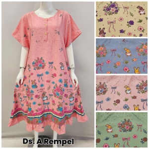 Robe décontractée pour femme en rayonne, coupe trapèze, imprimé floral, respirante, avec ourlet à volants et fermeture boutonnée, col rond - Product Image 2