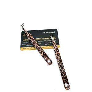 <b>Leopard</b> Print 65 Degree Slim <b>Boot</b> and 90 Degree Skinny Lash Tweezers Stainless Steel Custom Logo Printing - Product Image 2