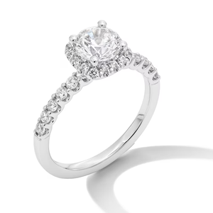 SGARIT custom Half pave 1CT. T.W. Oval Certified Lab-Grown Diamond <b>Frame</b> Engagement Ring in 14K White Gold (F/VS2) - Product Image 4