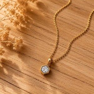Manufacturer 10K 14K 18K <b>Solid</b> <b>Gold</b> Hexagon Cut Lab Grown Diamond <b>Pendant</b> Minimalist Bridal Fine Jewelry Anniversary <b>Pendant</b> - Product Image 1