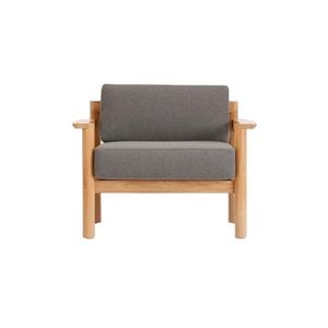 Canapé moderne à une place avec base en bois de teck massif avec coussins résistants au soleil et imperméables pour l'intérieur et l'extérieur - Product Image 2