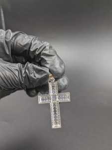 Pendentif Moissanite Bicolore en Argent Sterling 925, Bijou Religieux Croix Chrétienne, Cadeau de Baptême, Style Rappeur, Diamant Dvars - Product Image 6