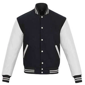 Blouson en cuir Avirex pour homme, style universitaire, avec patch brodé, bouton unique, coupe bomber, poignets et ourlet côtelés, style urbain, sans col. - Product Image 2