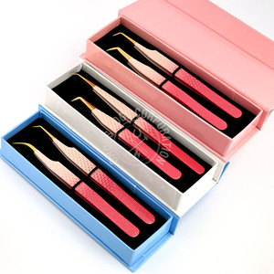 Pince à épiler à pointe en fibre d'extension de cils rouge Blush de haute qualité - Product Image 1