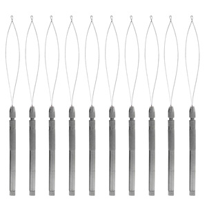 Silver Non Slip Textured Handle Micro Ring Hair Extension Loop <b>Needle</b> Pulling Wire <b>Threader</b> Tool Set Salon Supplies - Product Image 1