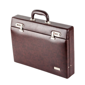 Bolsa Deportiva Clásica Roziv Marrón de PU Suave con Cierre de Cremallera Dorada, Estuche Rígido Unisex para Viajes de Negocios con Compartimento para Zapatos, Duradero - Product Image 3