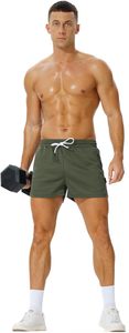 Shorts décontractés pour hommes en spandex/polyester, taille élastique avec cordon de serrage, légers, respirants, confortables, pour l'entraînement sportif - Product Image 2