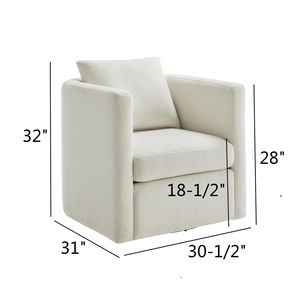 Sillón giratorio Sutton Ivory con tela de alto rendimiento para sala de estar - Product Image 5