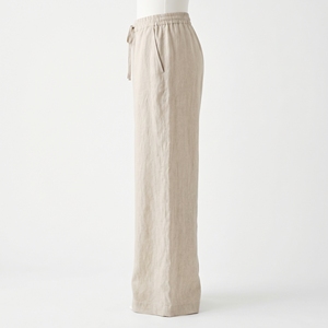 Pantalon large d'été en coton et chanvre blanc uni, coupe ample, respirant, décontracté pour femmes grandes tailles - Product Image 5