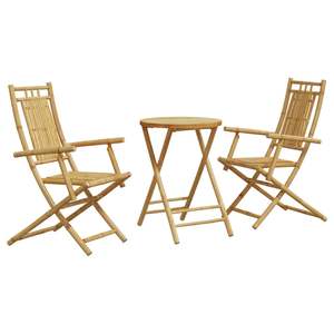Ensemble bistrot pliable 2 places en bambou naturel pour jardin - Product Image 2