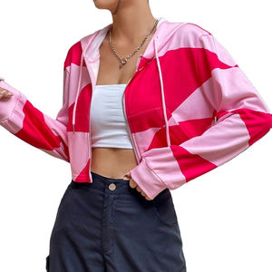 เสื้อฮู้ดดี้ผู้หญิง แขนยาว ซิปหน้า มีเชือกผูก ปักลาย 3 มิติ ผ้าสโตนวอชท์ ทอแบบพิเศษ ผ้าฝ้าย 100% คุณภาพสูง - Product Image 3