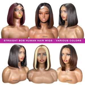 Qualité supérieure Os Droite Noir Bob Perruques Cheveux Humains 100% Cheveux Vietnamiens Bruts HD Dentelle Suisse Avant de Lacet Perruques - Product Image 2