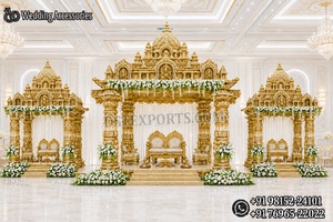 Conjunto de Mandap Tradicional Hindú de Plata Alemana para Bodas, con Sillas Talladas y Havan Kund, Seis Sillas - Product Image 6