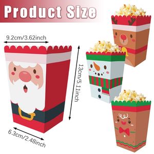 24 boîtes à popcorn en papier de Noël, grandes et mignonnes, avec motif Père Noël, renne, pain d'épices, pour les soirées cinéma de Noël, les cadeaux de fête, les contenants pour bonbons - Product Image 2