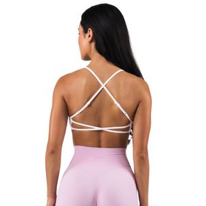 White Women's Cross Back Strappy Sports Bra Soft <b>Support</b> Athletic <b>Crop</b> <b>Top</b> for Workout Yoga Gym Fitness Running Exercise - Product Image 2
