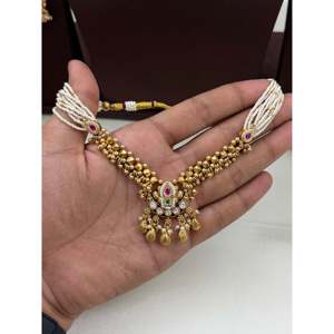 Indian Ethnic Siya Chorski Premium Gold Plated Steel Necklace Set - Product Image 2