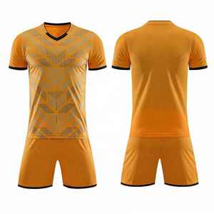 Conjunto de Camiseta de Fútbol Naranja para Hombre, Manga Corta, Cuello en V, Estampado Geométrico, Poliéster que Absorbe la Humedad, Uniforme para Todas las Temporadas - Product Image 1