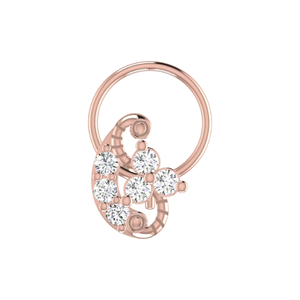 AJRETAIL หมุดจมูกดีไซน์รูปกากบาททองคำ 14K สำหรับผู้หญิง ประดับเพชรธรรมชาติทรงกลมเจียระไนบริลเลียนท์ 0.12 กะรัต - Product Image 2