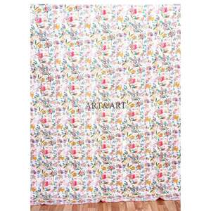 Cubrecama Kantha de Algodón 100% Orgánico, Hecho a Mano en Rajasthan, Estampado, Reversible, Vintage, Ecológico, para Todas las Estaciones, Tamaño Doble, Cómodo - Product Image 1