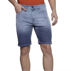 Pantalones Cortos de Mezclilla Lavada para Hombre, de Cintura Media, con Botones, Estilo Casual, Color Sólido, de Lona de Algodón, Transpirables - Product Image 1