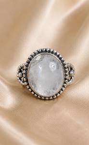 Natural Rainbow <b>Moonstone</b> <b>Ring</b> 925 Sterling Silver Handmade Oval Gemstone <b>Ring</b> Boho Vintage Jewelry for Women - Product Image 3