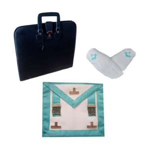 Accessoires de regalia maçonniques du fabricant : tablier avec étui pour ceinture et gant, logo brodé, badges - Product Image 1