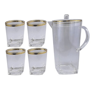 ชุดเหยือกอะคริลิคพร้อมแก้ว 4 ใบ ดีไซน์ขอบสีทอง - Product Image 4