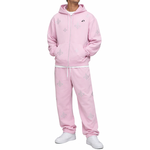 Ensemble de survêtement tendance en strass pour homme, streetwear, sweat à capuche et pantalon de jogging, tenue deux pièces en strass, vente en gros de vêtements OEM - Product Image 6