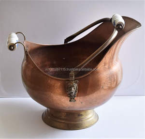 Heavy duty copper <b>coal</b> <b>bucket</b> handcrafted for fireplace storage durable and stylish addition to your home decor - Product Image 3